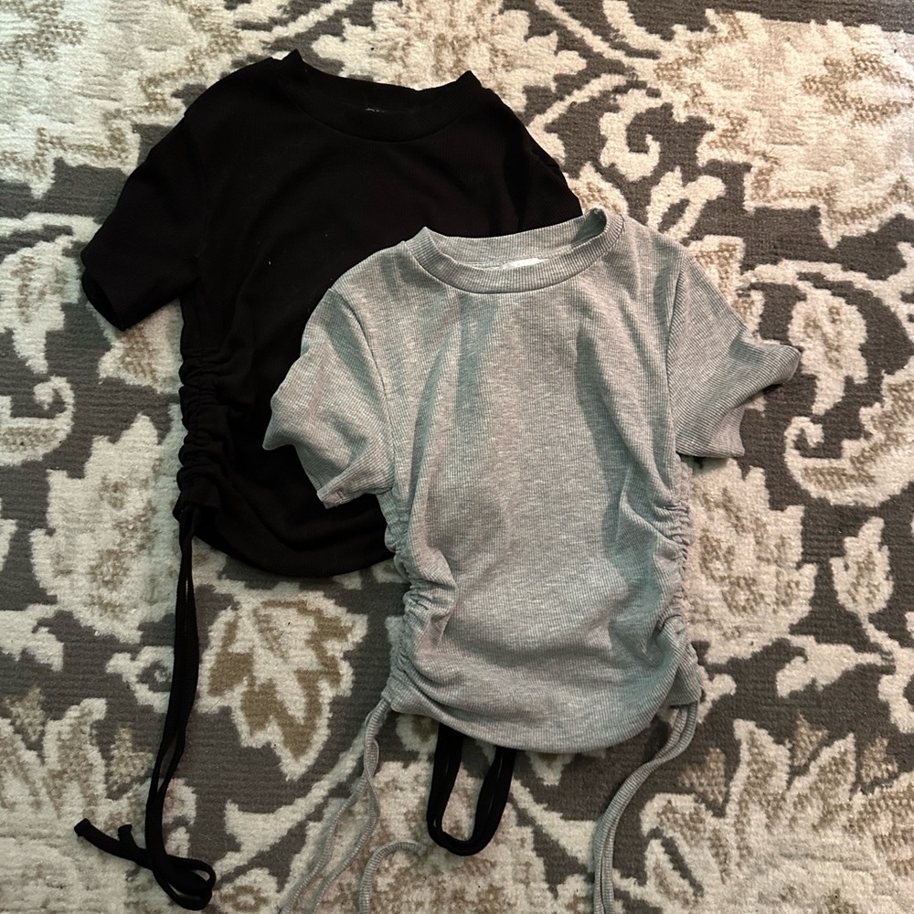 Kids Black and Gray Ruched T-Shirts